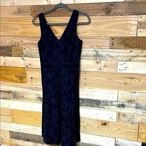 J.Crew size 6 Petite Black with Palm Tree Pattern Sleeveless Form Fitted Dress